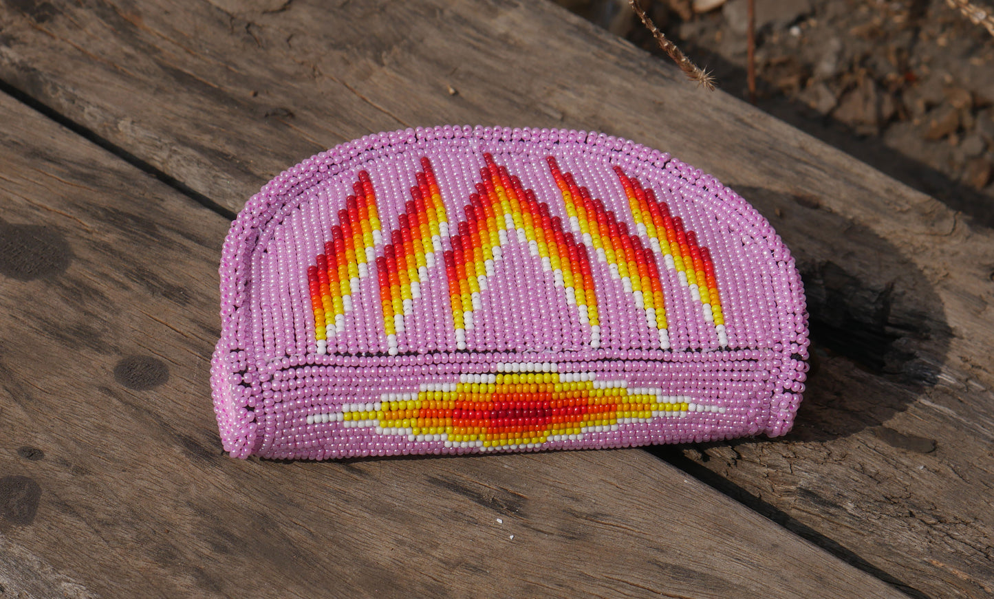 Pink Native American Beaded Coin Purse, Change Purse For Women, Zippered Change Pouch Wallet, Small Leather Pouch, designer key pouch
