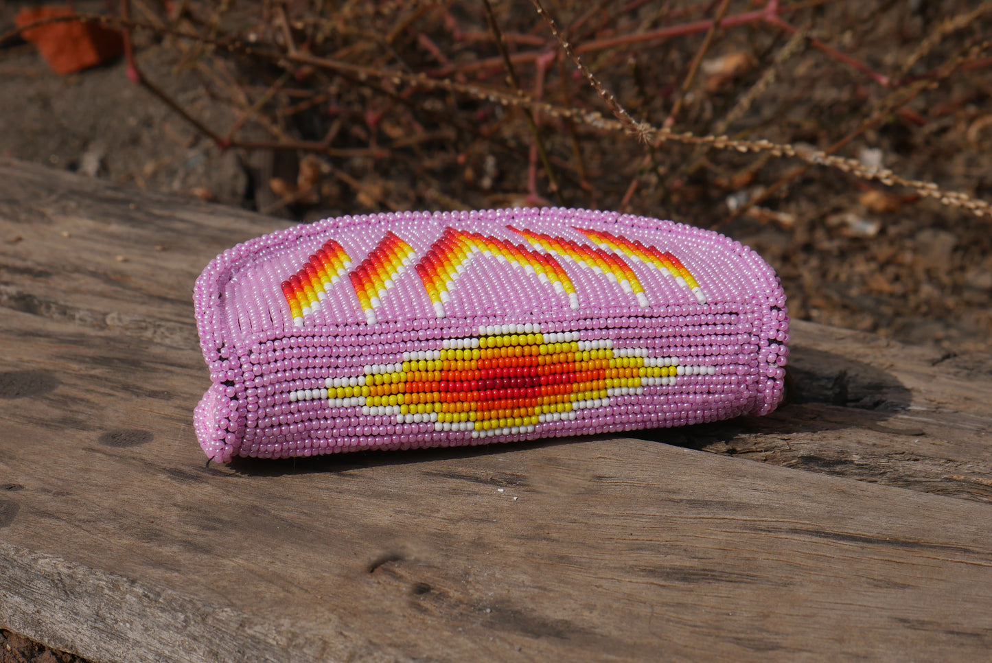 Pink Native American Beaded Coin Purse, Change Purse For Women, Zippered Change Pouch Wallet, Small Leather Pouch, designer key pouch
