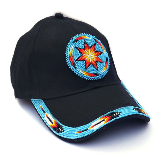 Native American Style Baseball Cap - Beaded Trucker Hat for Men