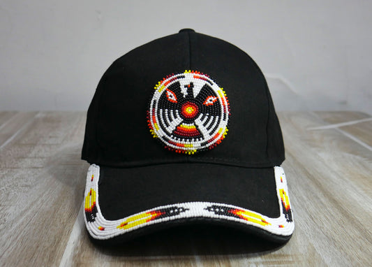 Native American Style Baseball Cap - Beaded Trucker Hat for Men