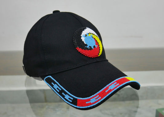 Native American Style Baseball Cap - Beaded Trucker Hat for Men