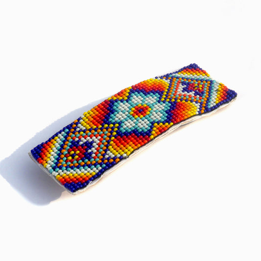 Multi-Color Flower Beaded Hair Clips Native American Handmade Beaded Hair Baw Beaded Barrette