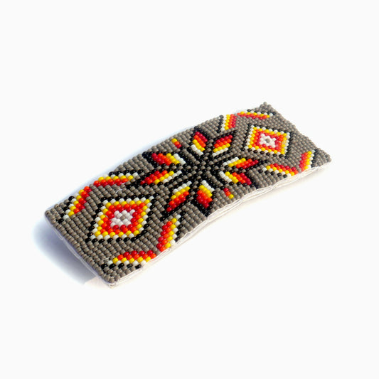 Grey Star Beaded Hair Clips Native American Handmade Beaded Hair Baw Beaded Barrette