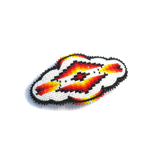 White Geometric Beaded Hair Clips Native American Handmade Beaded Hair Baw Beaded Barrette