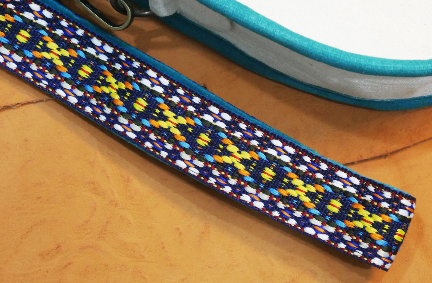 Handmade  Beaded Canvas Crossbody Bag , Shoulder Bag, Gift for Her, Gift for him ( Sky-Blue Feather)