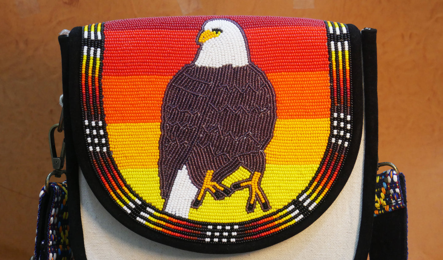 Handmade  Beaded Canvas Crossbody Bag , Shoulder Bag, Gift for Her, Gift for him (Eagle)