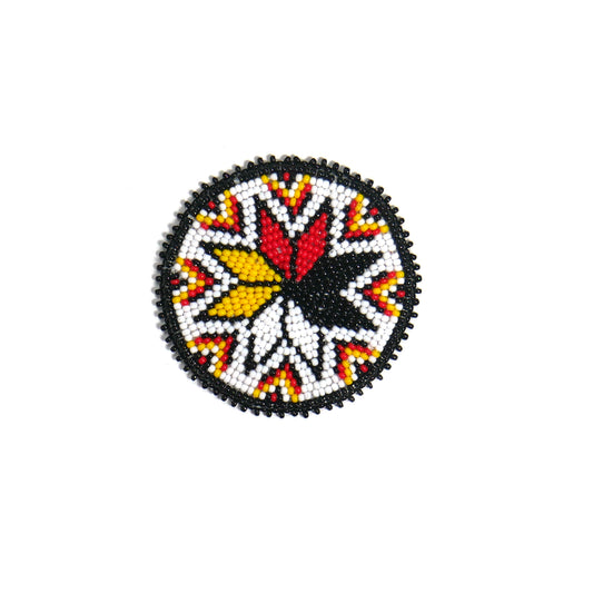 White 4 Direction HANDMADE NATIVE AMERICAN BEADED CRAFT APPLIQUE PATCH ROSETTE 2.5 inch