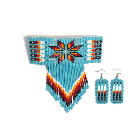 Sky-blue Star Beaded Hair Clips Native American Handmade Beaded Hair Baw Beaded Barrette
