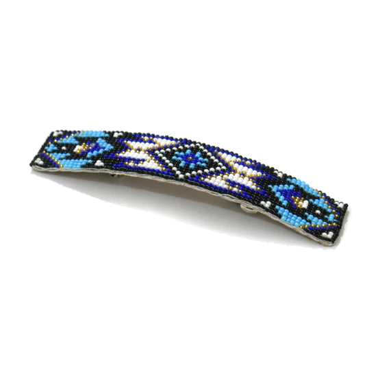 Blue & Black  Beaded Hair Clips Native American Handmade Beaded Hair Baw Beaded Barrette (Copy)