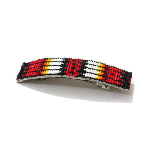 Black & Red Beaded Hair Clips Native American Handmade Beaded Hair Baw Beaded Barrette