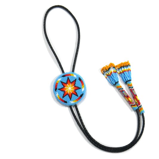Beaded Bolo Tie with Geometric and Traditional Design - Men's Bolo Tie for Wedding, Formal Occasion