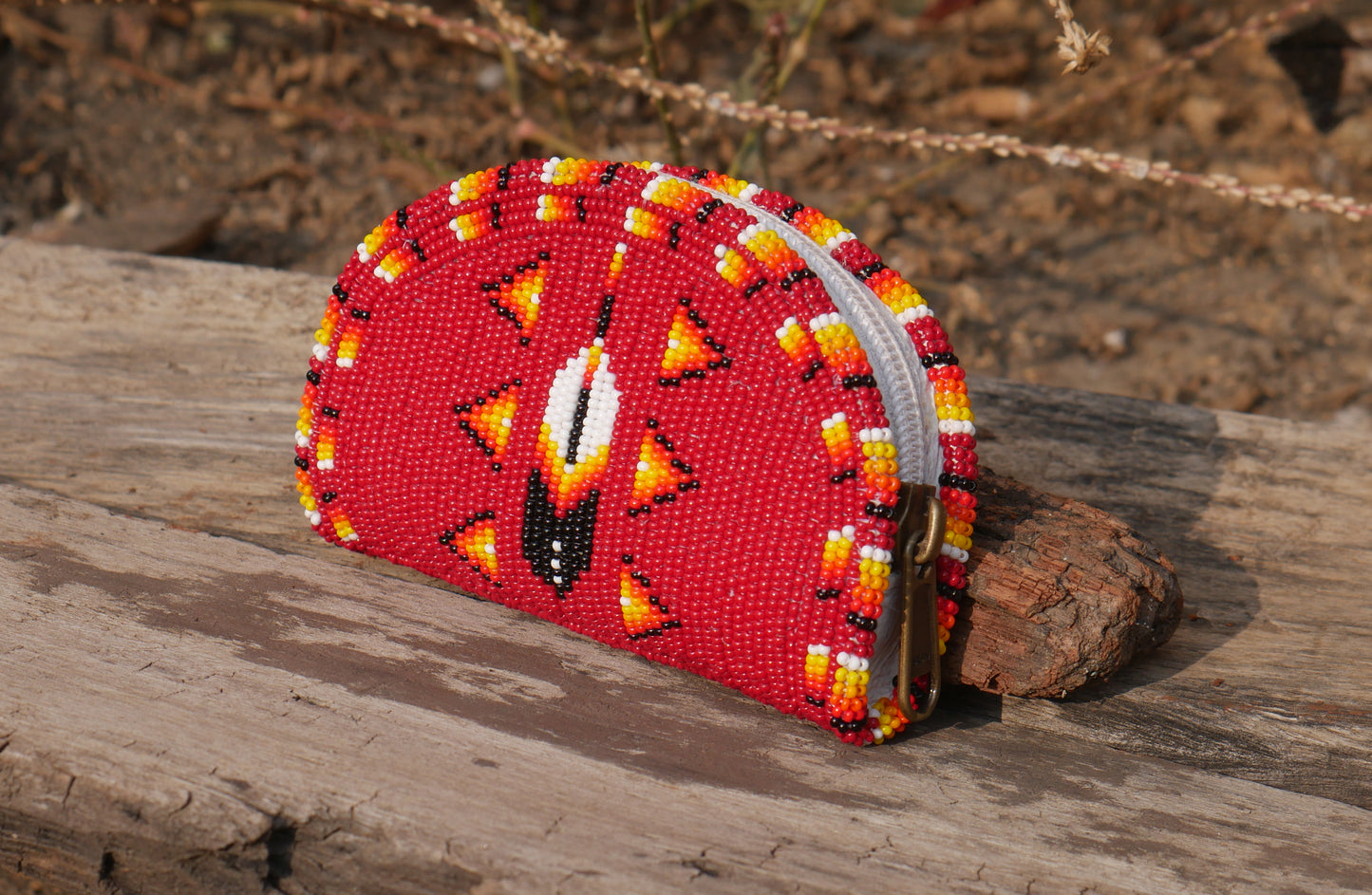 Black Native American Beaded Coin Purse, Change Purse For Women, Zippered Change Pouch Wallet, Small Leather Pouch, designer key pouch